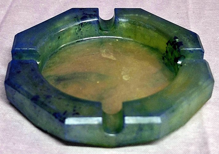 Hexagonal Green and Blue Ash Tray  New Handcrafted Acrylic